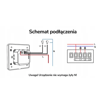 Przełącznik Sterownik Ścienny Światłą ZigBee TUYA Smart Life bez N Zera 2CH