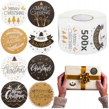 Naklejki Świąteczne Ozdobne Na Prezenty Koperty 500 sztuk Samoprzylepne
