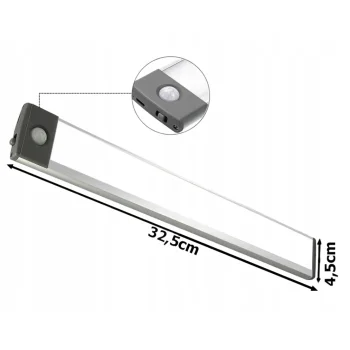 Bezprzewodowa Lampka LED do Szafki Szafy Z czujnikiem Ruchu Zmierzchu 32cm