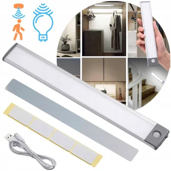 Bezprzewodowa Lampka LED do Szafki Szafy Z czujnikiem Ruchu Zmierzchu 23cm