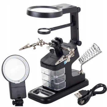 Trzecia Ręka do Lutowania LUPA Podświetlenie LED Uchwyt Naprawy Elektroniki