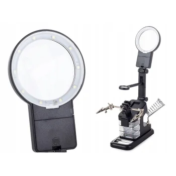 Trzecia Ręka do Lutowania LUPA Podświetlenie LED Uchwyt Naprawy Elektroniki