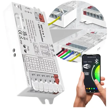 Sterownik taśmy LED 12V 24V RGB+CCT RGBW WiFi BLE TUYA 20A 240W 480W 5w1