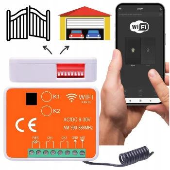 Uniwersalny odbiornik radiowy do bramy napędu 300-868Mhz + WiFi TUYA 2w1