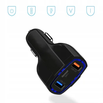 Ładowarka samochodowa Szybkie ładowanie QC 3.0 USB-C UWB Wozinsky 7A