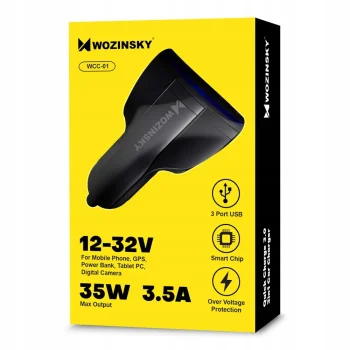 Ładowarka samochodowa Szybkie ładowanie QC 3.0 USB-C UWB Wozinsky 7A