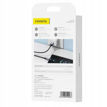 Kabel USB USB-C 1,2m Szybki Mocny Oplot 3A Szybkie ładowanie QC PD FONENG