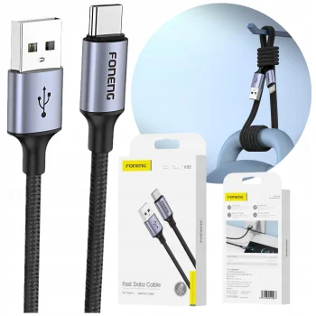 Kabel USB USB-C 1,2m Szybki Mocny Oplot 3A Szybkie ładowanie QC PD FONENG
