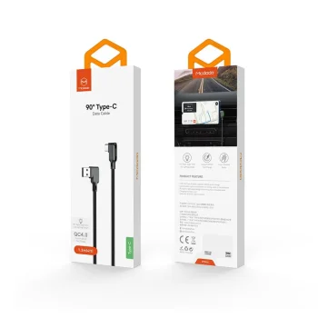 Mcdodo Kabel kątowy QC USB do USB-C 90 stopni LED 2A 1,2m Boczny