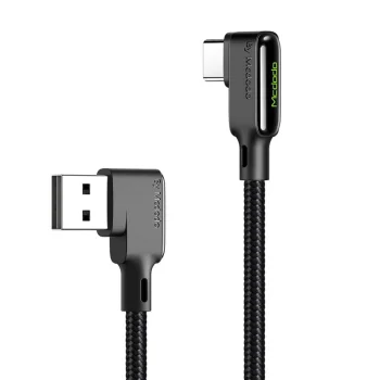 Mcdodo Kabel kątowy QC USB do USB-C 90 stopni LED 2A 1,2m Boczny