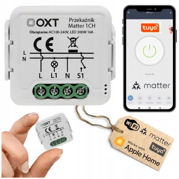 Sterownik WiFi HomeKit 1 Obwód 1CH z obsługą Matter i Tuya Google 16A 230V