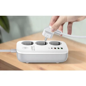 Inteligentna listwa zasilająca Wi-Fi LDNIO SEW3452, TUYA z ładowarką QC USB