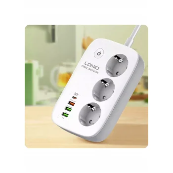 Inteligentna listwa zasilająca Wi-Fi LDNIO SEW3452, TUYA z ładowarką QC USB