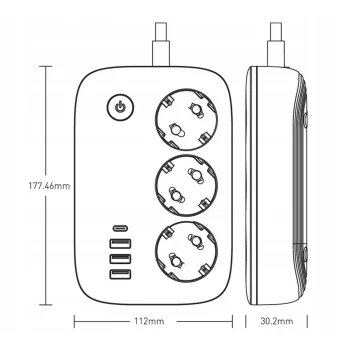 Inteligentna listwa zasilająca Wi-Fi LDNIO SEW3452, TUYA z ładowarką QC USB