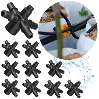 Czwórnik Rozdzielacz do Emiterów Nawadniania Kroplowników Patykowych 10szt