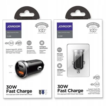 Joyroom ŁADOWARKA SAMOCHODOWA USB + USB-C PD QC