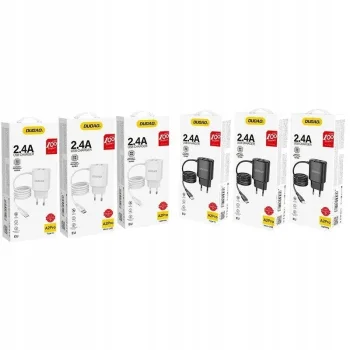 Ładowarka Sieciowa z kablem Micro USB z portami USB 2.4A 5V Uniwersalna