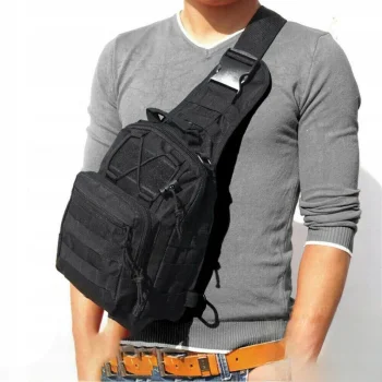 Plecak Na Ramię Turystyczny Wojskowy 20l czarny Wielofunkcyjna Saszetka