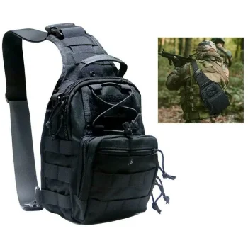 Plecak Na Ramię Turystyczny Wojskowy 20l czarny Wielofunkcyjna Saszetka