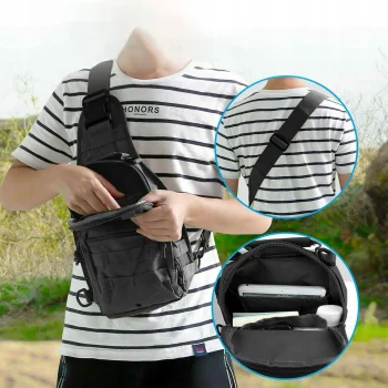 Plecak Na Ramię Turystyczny Wojskowy 20l czarny Wielofunkcyjna Saszetka