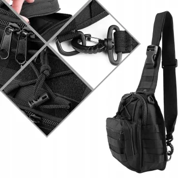 Plecak Na Ramię Turystyczny Wojskowy 20l czarny Wielofunkcyjna Saszetka