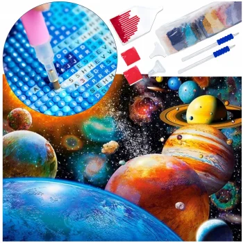 Mozaika Diamentowa Haft Obraz Diamentowy Zestaw Dla Dzieci 35x25 5D Planety