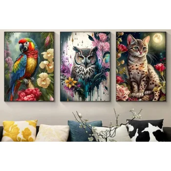 Mozaika Diamentowa Haft Obraz Diamentowy Zestaw Dla Dzieci 40x30 5D Wilki