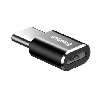 Baseus Mały Mini Adapter Micro USB do USB-C Czarny
