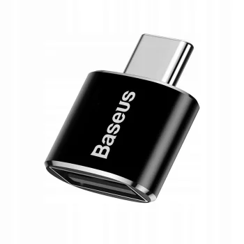 Baseus Mały Mini Adapter USB do USB-C Czarny 2,4A