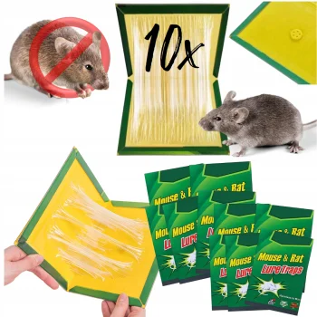 10 x Lep Na Myszy Gryzonie Mocny - Pułapka Łapki Klejące Na Myszy - 10 sztuk