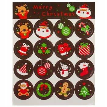 16x NAKLEJKI ŚWIĄTECZNE WESOŁYCH ŚWIĄT Boże Narodzenie Opakowanie PREZENT